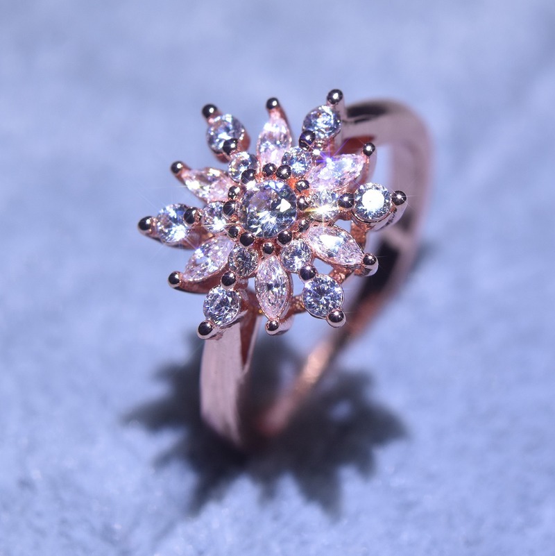 [Ready Stock]New Creative Diamond Ring Female Rose Gold