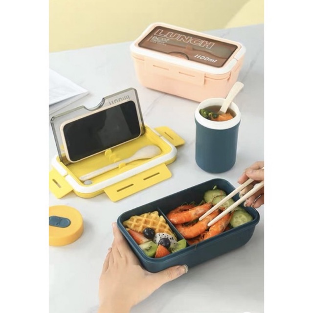 LUNCH BOX KOTAK MAKAN LB B002 - BEKAL MAKAN SEKOLAH KANTOR - FREE SENDOK GARPU