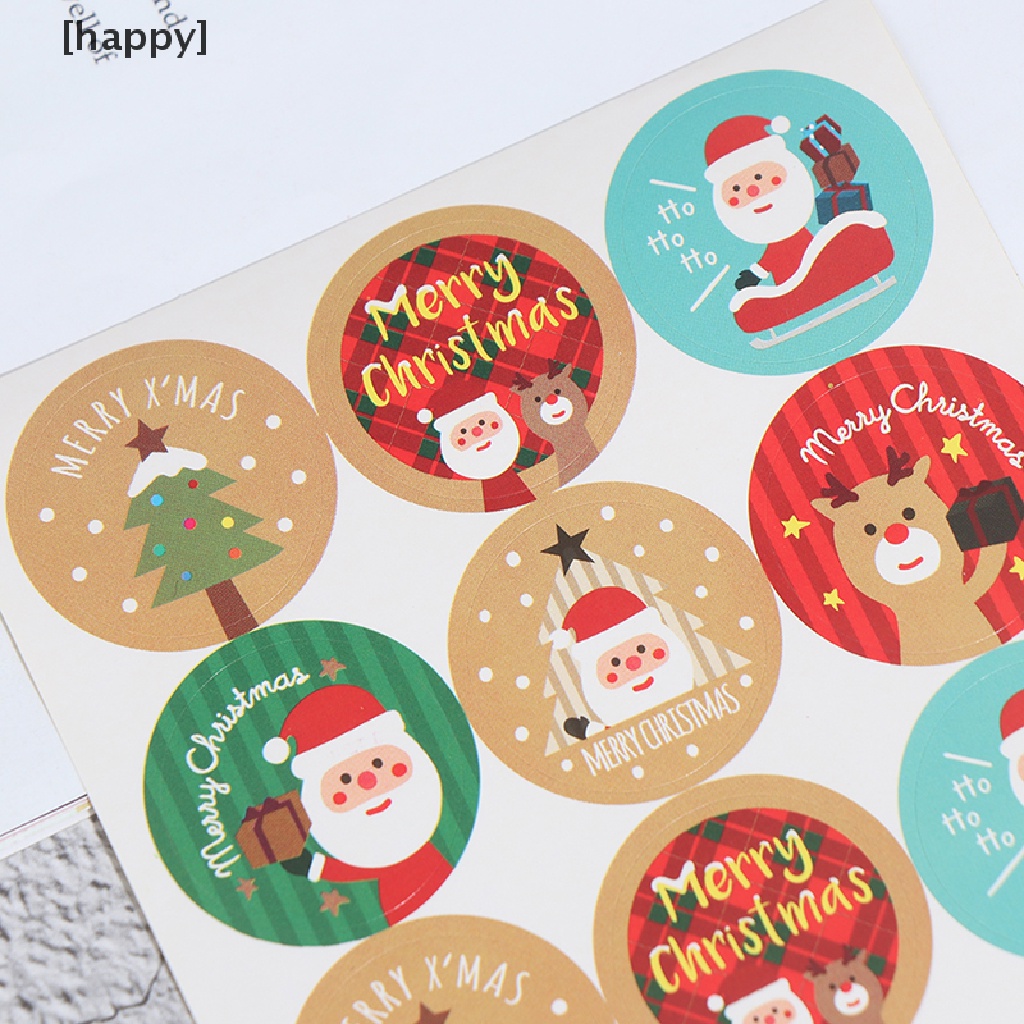 120pcs Stiker Label Kemasan Bentuk Bulat Desain Merry Christmas Untuk Hadiah Natal