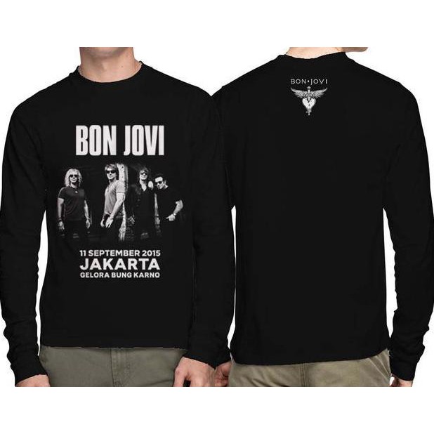 Kaos Bon Jovi Konser Jakarta 2015 desain 7A Raster Lengan Panjang OTONT