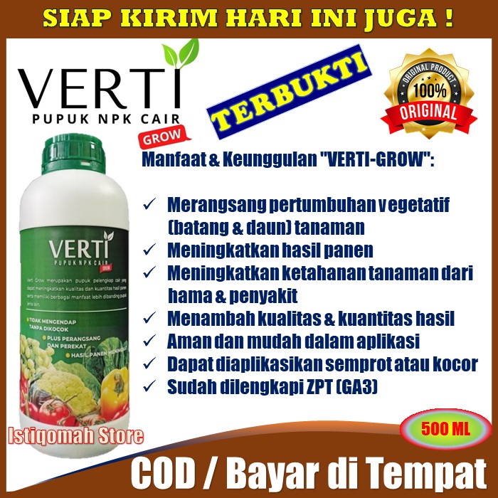 PROMO COD Pupuk NPK Cair VERTI GROW 500ml - Pupuk Perangsang Bunga Lebat - Pupuk Perangsang Tunas da