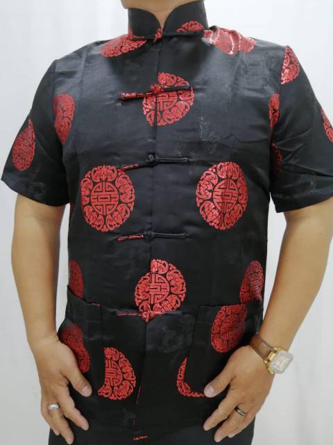 NEW RESTOCK Atasan Cheongsam Pria Lengan Pendek Motif Random