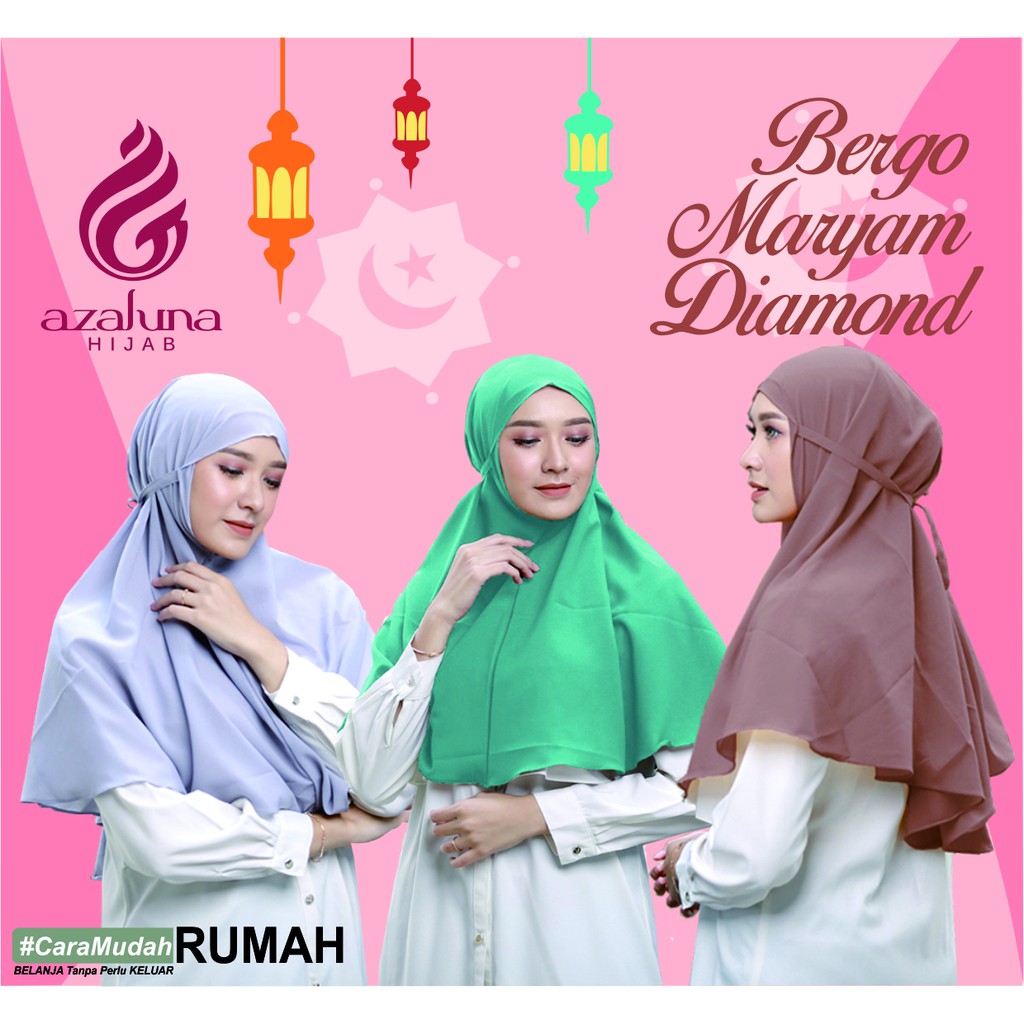 Promo Hijab Bergo  Maryam  Instant Diamond Kerudung Instan 