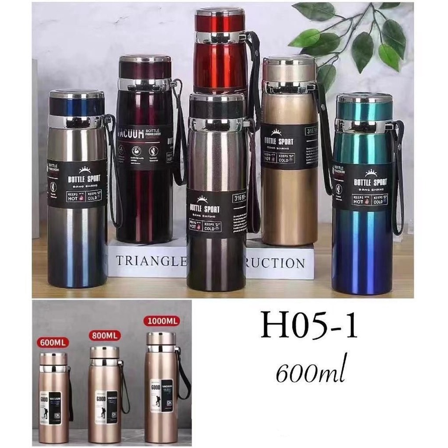 Botol Termos Tumbler Stainless Steel Termos Travel 600ml H05-1 Botol Termos Tahan Panas dan Dingin Termos Travel Stainless Premium