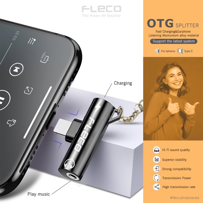 PROMO OTG SPLITTER MINI FLECO TYPE C ORI 2IN1