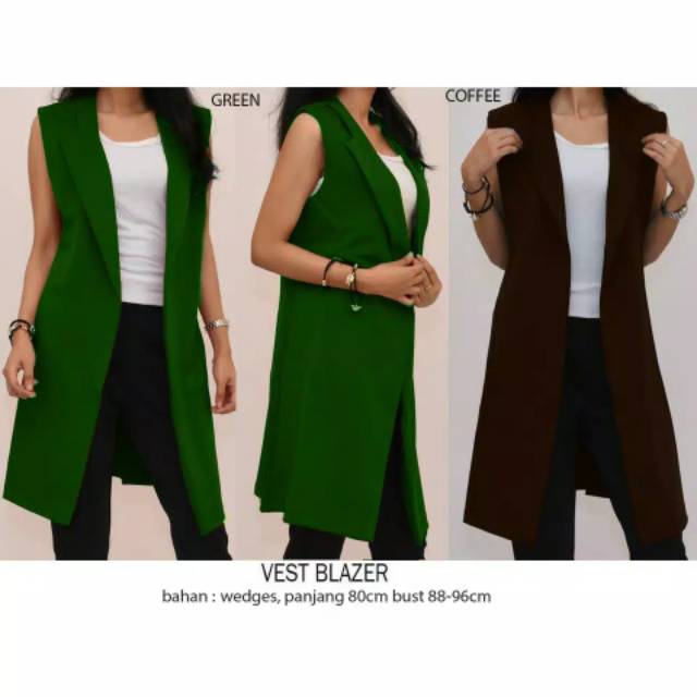 Long Vest blazer hitam / putih