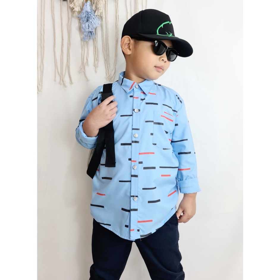 Amspro Kemeja anak laki-laki baju anak laki-laki atasan anak Kenzi