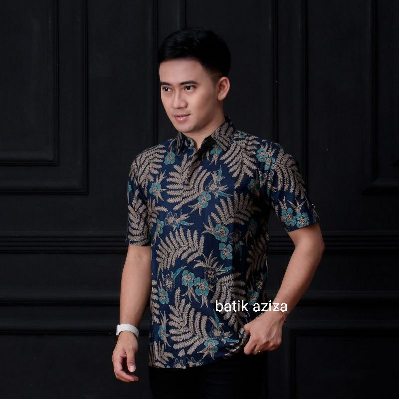 [TERBARU] Batik Pria Lengan Pendek premium BATIK BERKAH HRB026 motif KERATONAN Kode 002 size M L XL-Ramban hm