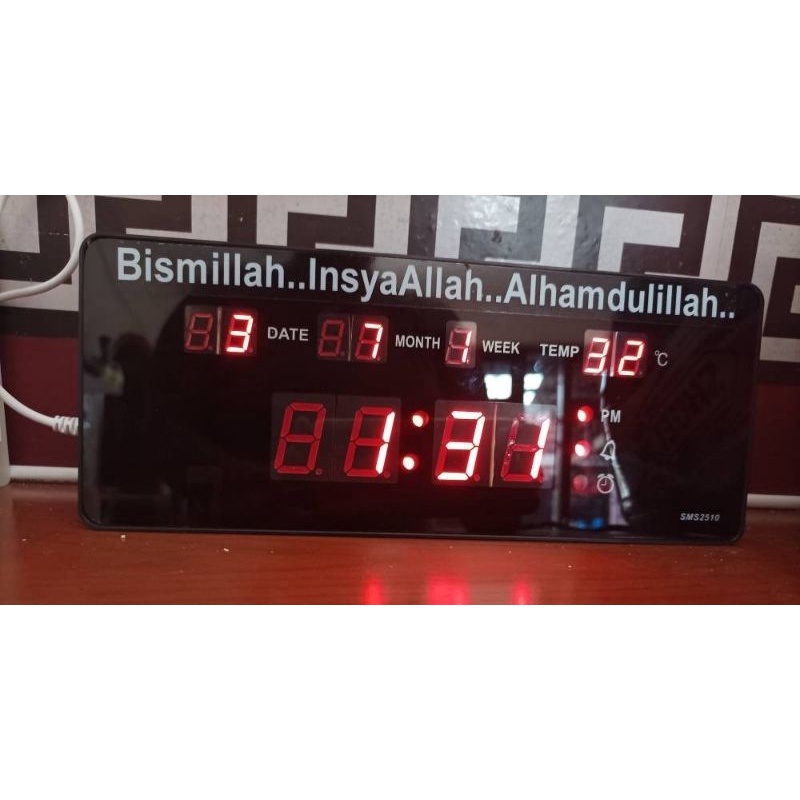 Jam Dinding Jam Meja Digital SONIFER 2510 LED Clock ukuran 25 x 10 cm +FREE CUSTOM NAMA