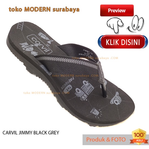 Sandal anak casual sandal jepit spons CARVIL JIMMY BLACK GREY