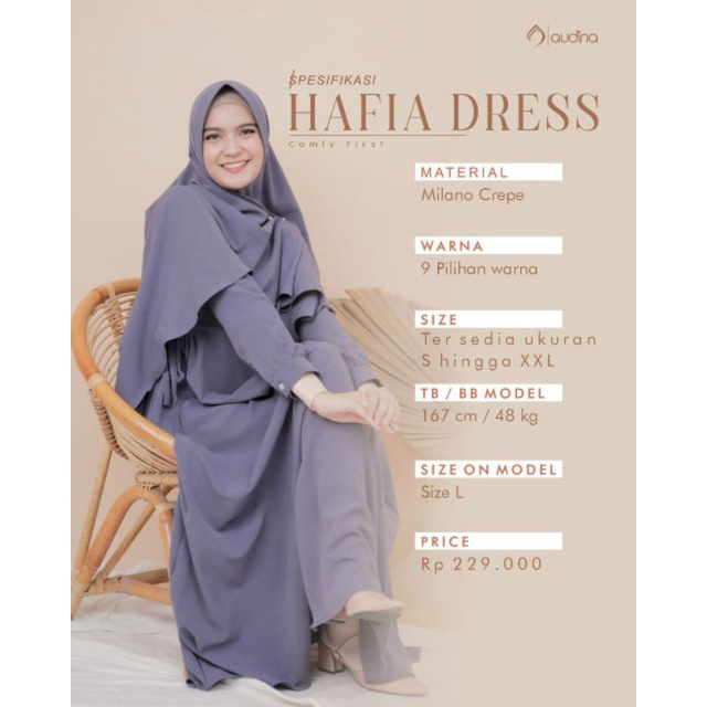 GAMIS HAFIA PUTIH BROKEN WHITE SET KHIMAR || AUDINA