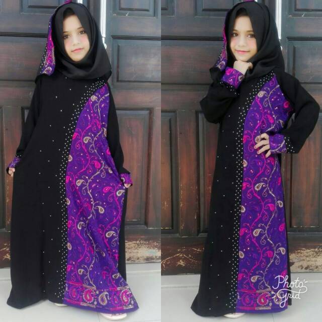 abaya sari india ungu incl pasmina