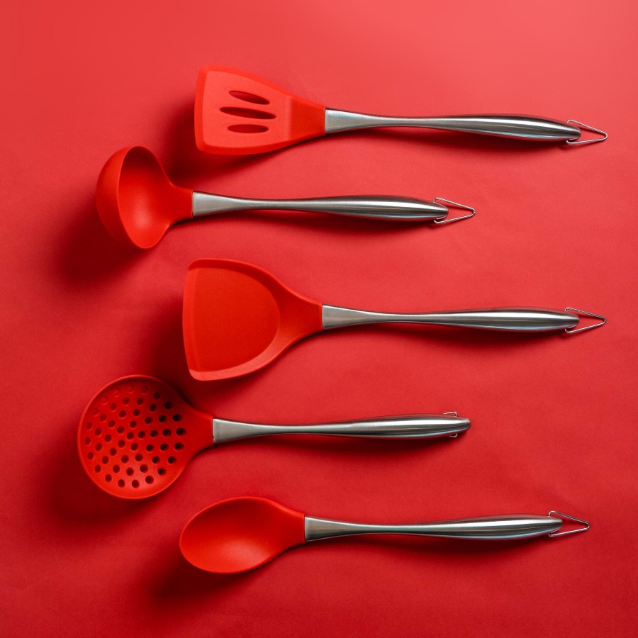 PRESTON COOKWARE SET SPATULA - Popula Set Spatula MERAH - Sutil Masak Silikon Food Grade / Spatula Silikon Set