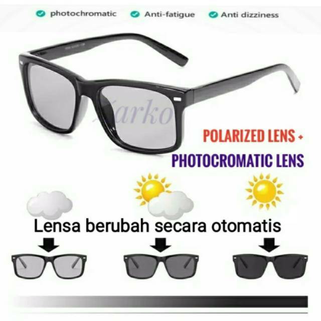 Kacamata pria wanita Photocromic + Polarized UV 400 Model horblok
