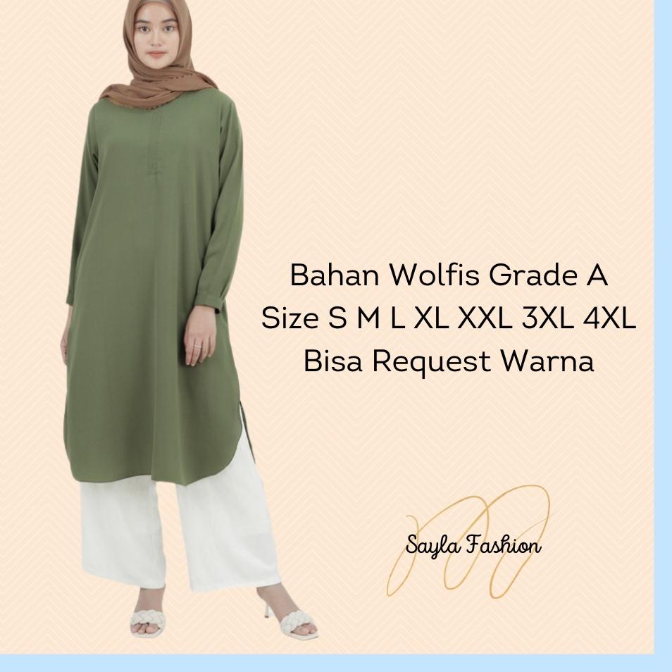 JEN.10Jn22ᴿ– Baju Tunik Wanita Hitam Putih  Panjang Polos Tunic Busui Oversize Import Jumbo Ld 120 1