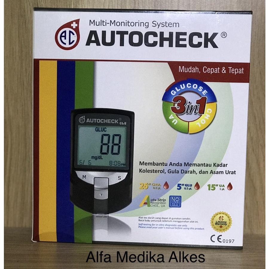 Alat autocheck gcu 3in1 alat test gula darah kolesterol dan asam urat