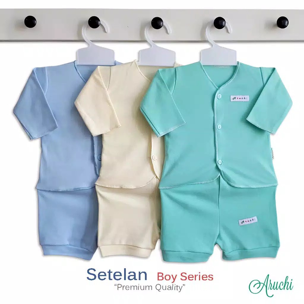 PROMO ARUCHI SETELAN POLOS / SALUR PANJANG BOY GIRL NEW BORN ( NB ) ( 0-3 BULAN ) BAJU ANAK