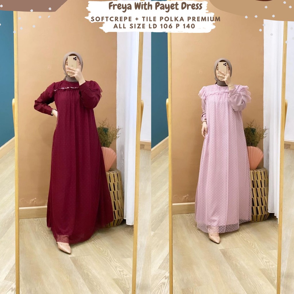 Freya Tile Dress /Dress Tile Ld 106 Ld 110/Gamis Tile Seragaman/Dress Tile Payet/Dress Tile Jumbo