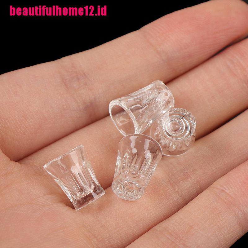 【beautifulhome12.id】4pcs/set Dollhouse Miniature Accessories Mini Resin Transparent Cup Simulation Model