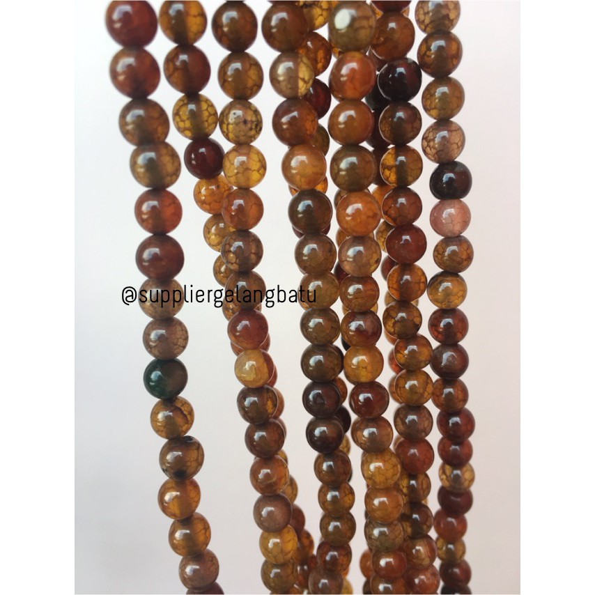 bahan yellow agate 6mm natural kuning corak akik vein alam asli accesoris batu alam kesehatan korea