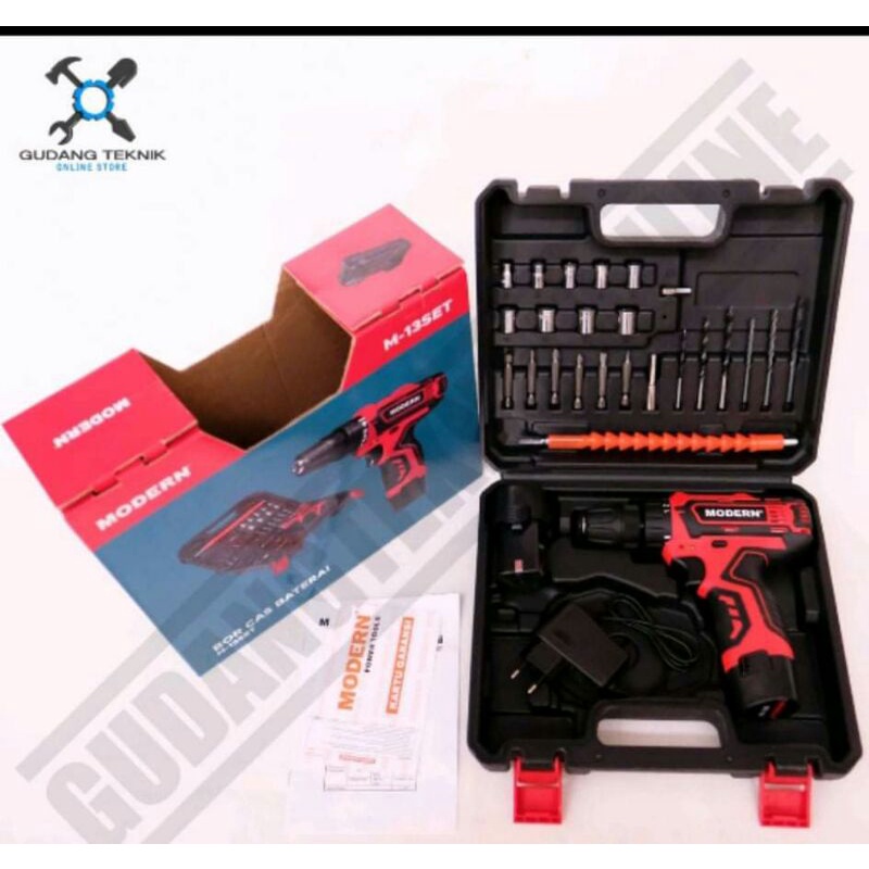 Modern M-13 SET / M 13 Set / Bor Cordless Modern M13 Set 12V Mesin Bor murah dan berkualitas