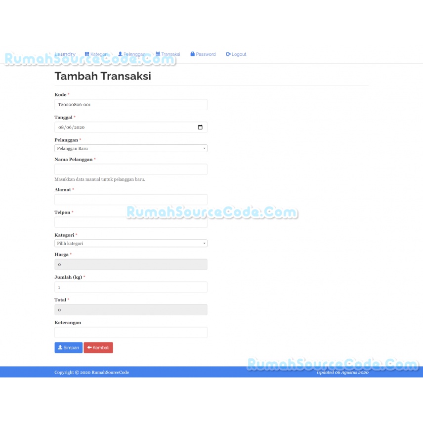 Source Code Sistem Informasi Laundry PHP
