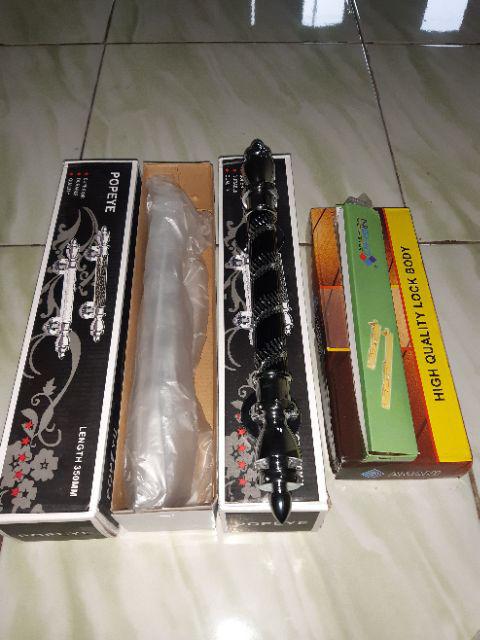 1set Handle Pintu Motif Sisik Naga+grendel Tanam+body Kunci Pelor Type 1070-35cm Silver