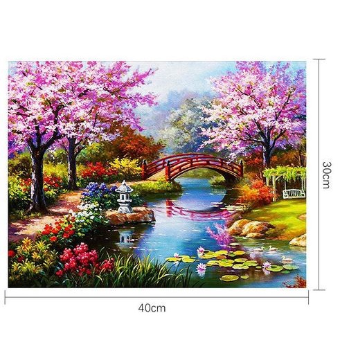 DIY Full Drill Diamond Painting - 5D Japanese Lotus Pond Stitch Kit