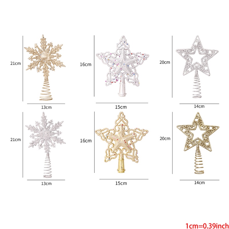 Zzz Topper Pohon Natal Bentuk Bintang / Snowflake Hollow Out 3D