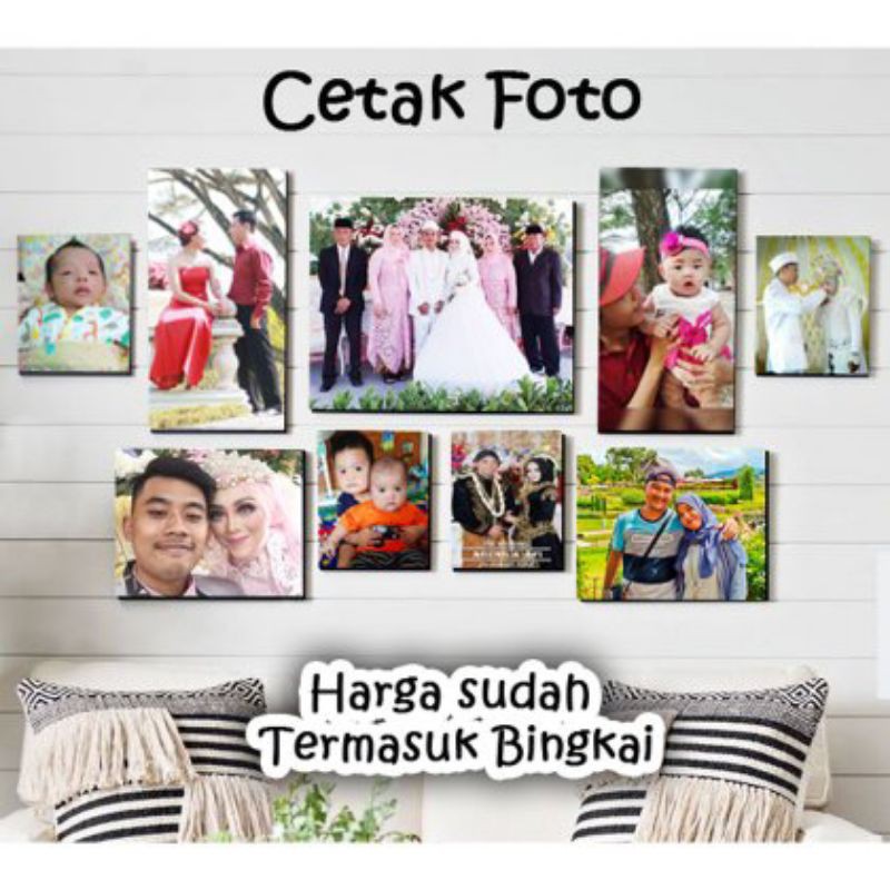 

PAKET HEMAT 6 PCS !! CETAK FOTO + BINGKAI UKURAN 20X20 CM | HIASAN DINDING