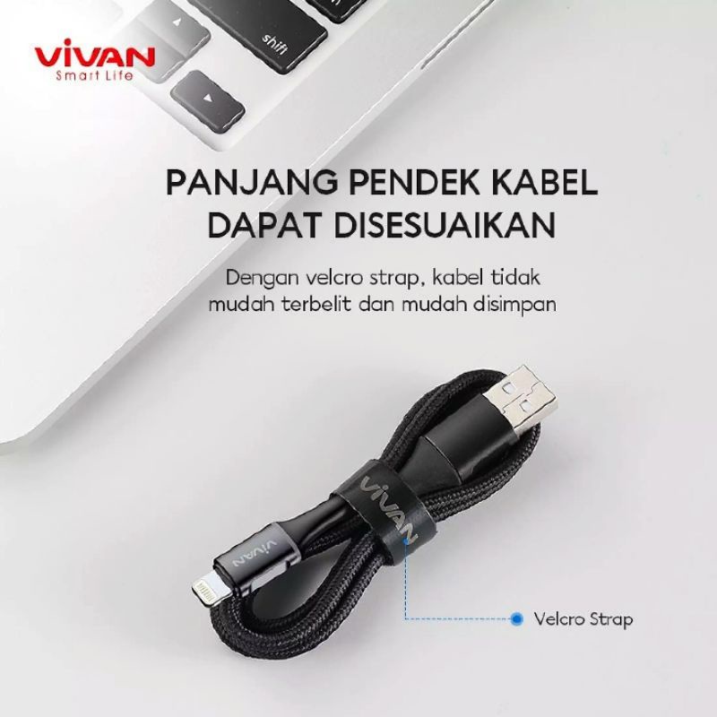 (VIVAN) KABEL DATA IPHONE USB LIGHTNING 2.4A QUICK CHARGE iPhone 6 6S 6+ 6S+ 7 7+ 8+ X XS XR 11 12 13 14 Pro Max V-DL