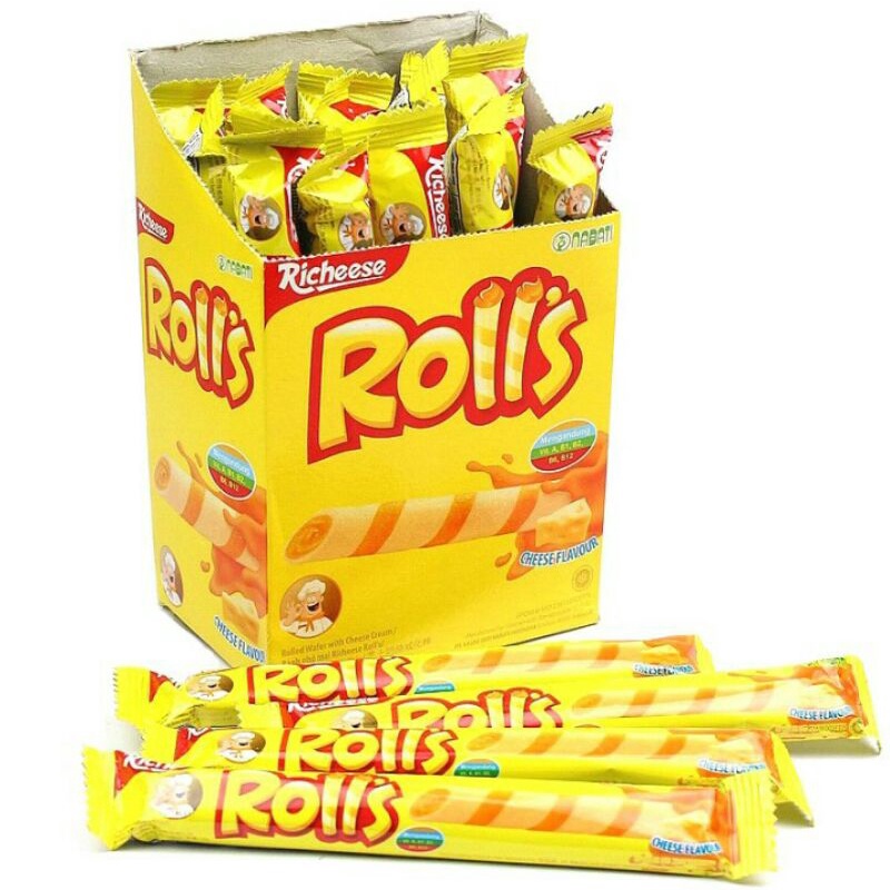 1 Dus Rolls Keju 500 isi 6 pak / Rolls coklat / Nabati Rolls 8gr 1 karton