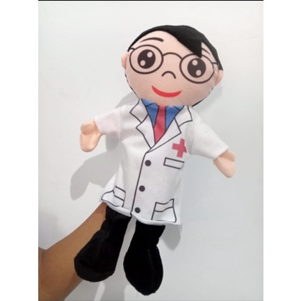 Boneka Tangan Hand puppet Dongeng Karakter Profesi Dokter Polisi Pemadam Pilot Petani Koki