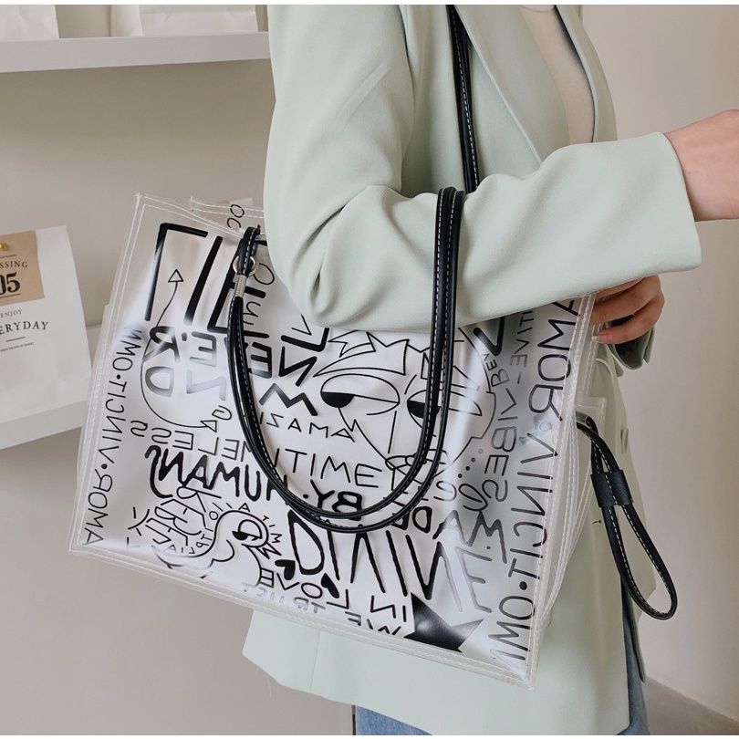 PINK MALL PVC+PU Bag 2 in 1/Tas TOTE Tas Selempang Tas HandbagImport Tas Fashion/2022