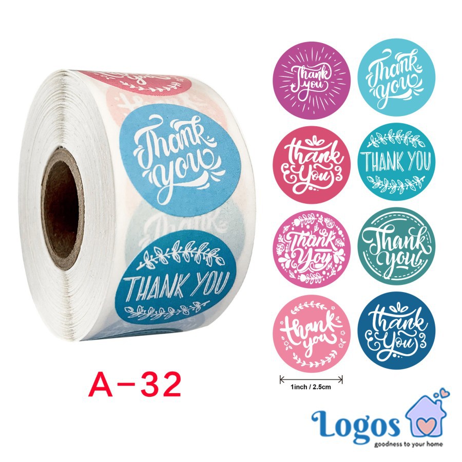 

Stiker bulat Thank You Pink Blue Round Sticker Toples Gift Bingkisan