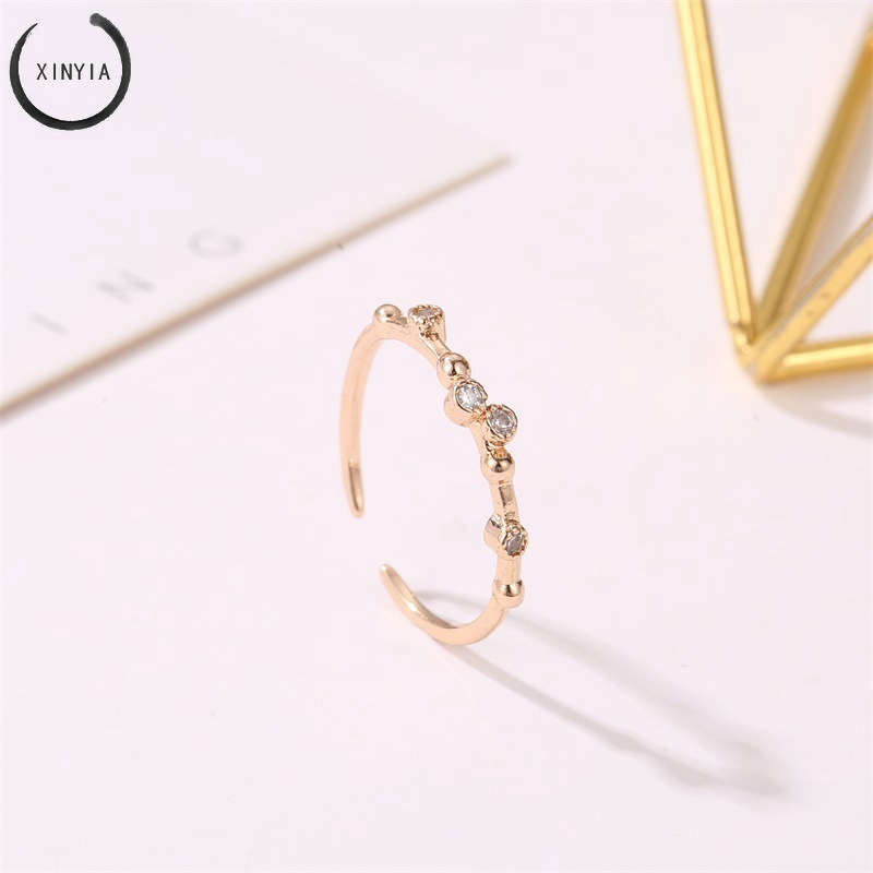 Korea Cincin Open Ring Adjustable Berlian Cincin Perhiasan Wanita Cincin Wanita Mini