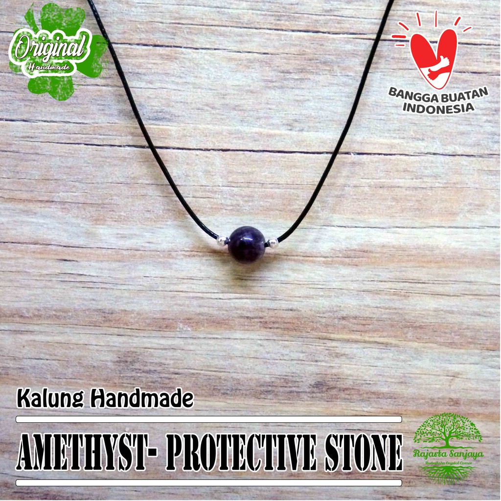 Kalung Batu Handmade Rajarta Batu Amethyst Protective Stone