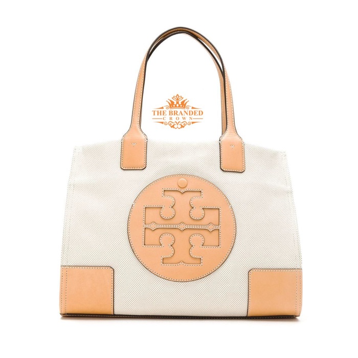 Tas Tory Burch 45208 Ella Canvas Mini Tote Natural/Ivory