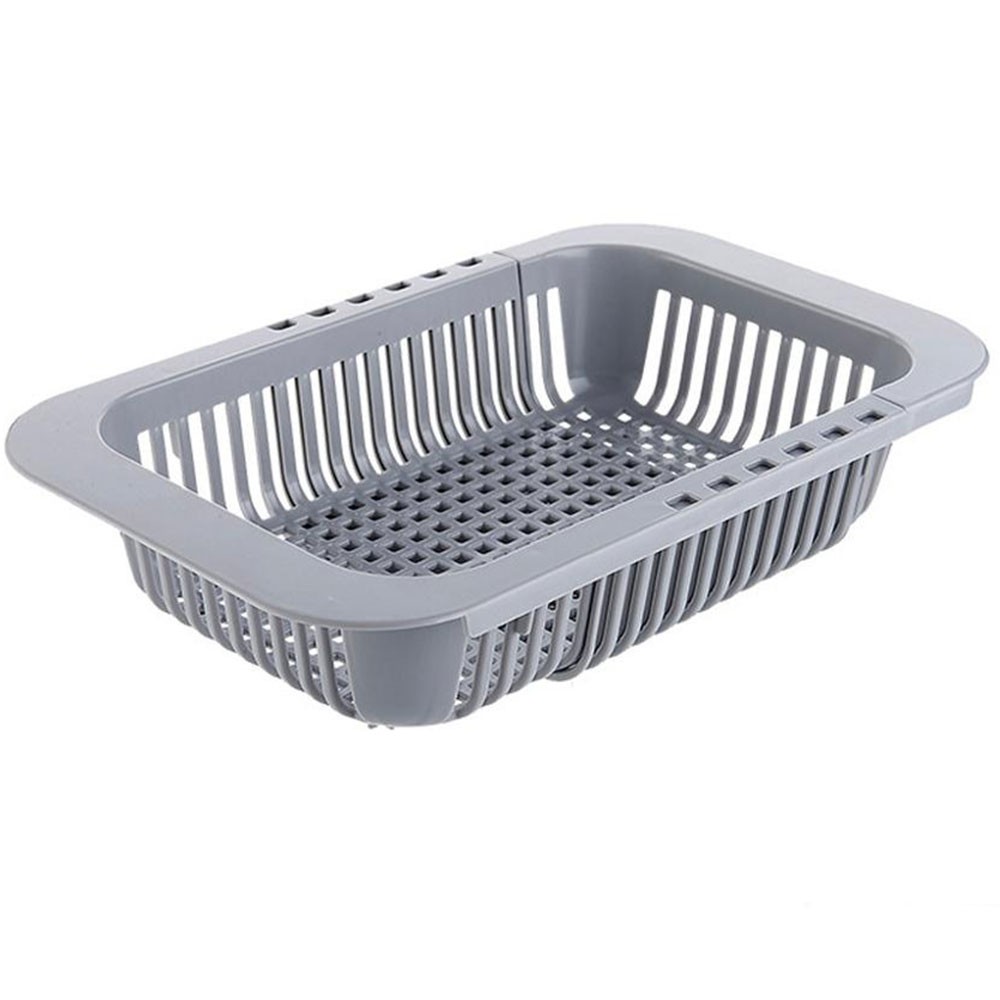 Rak Pengering Cuci Piring Retractable Kitchen Organizer Drain Basket - CLAZ001 - Gray