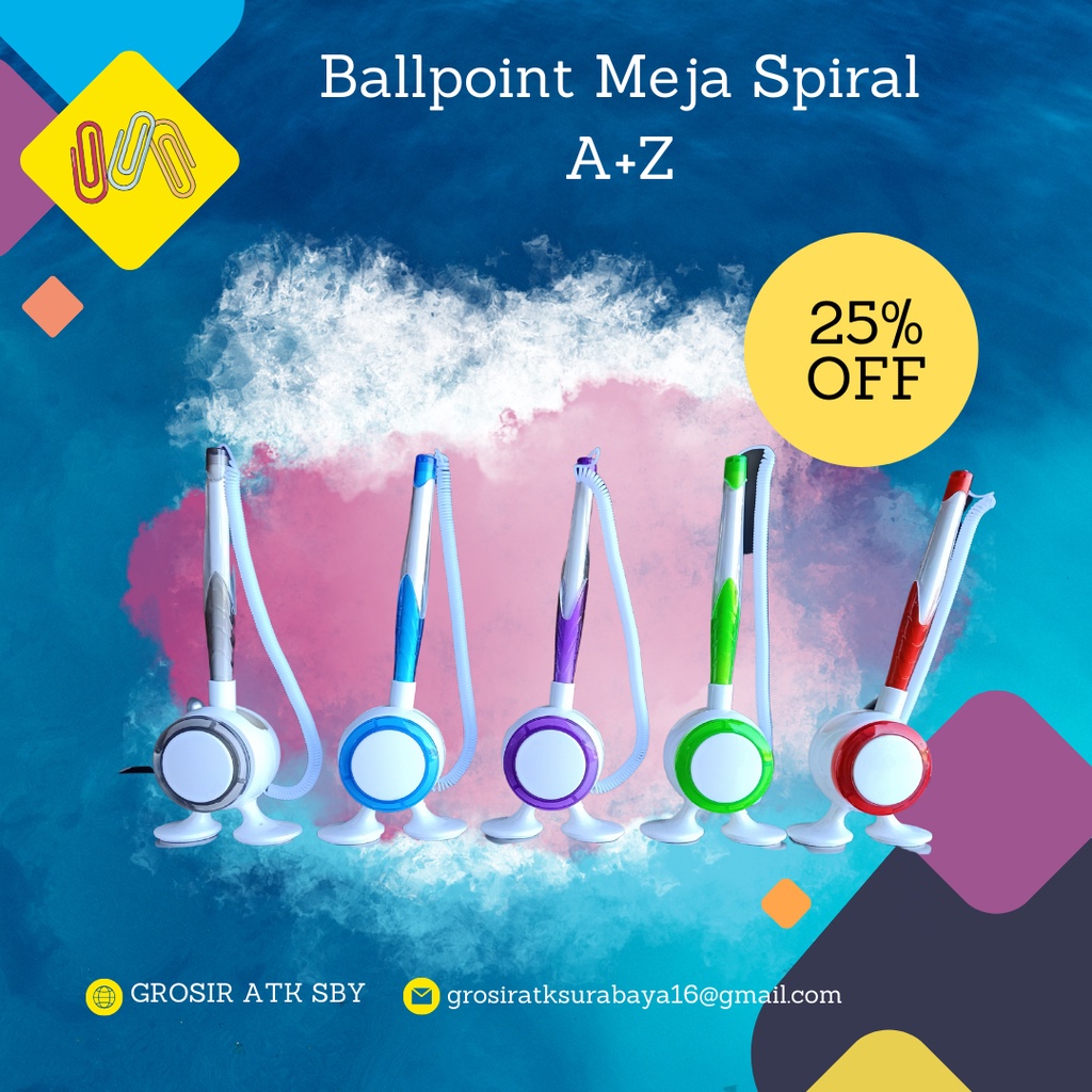 

Balpoint Meja Spiral Merk A+Z / Bolpen Meja