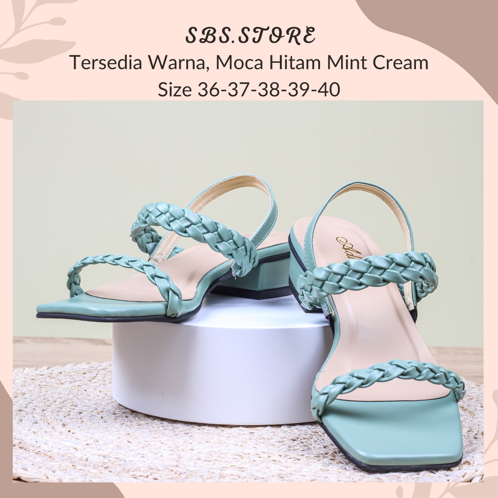 Sandal Kepang Wanita Heels 3cm/Sendal Pesta Kekinian Wedges Hak Tahu Pendek Selop High Heels Wanita Terbaru