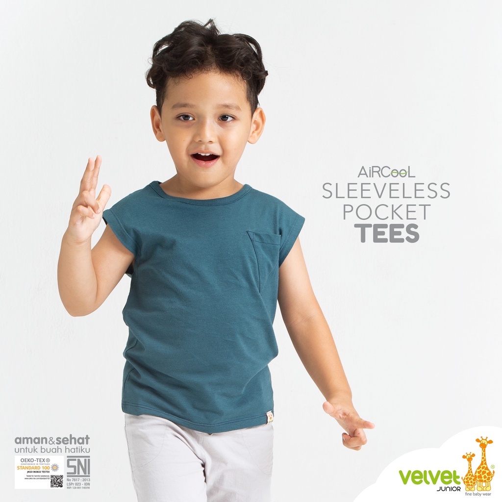 Velvet Junior Kaos Anak Laki-Laki - Sleeveless Pocket Tees - Storm Blue / Navy