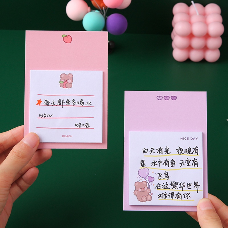 30 Lembar Kertas Memo Sticky Notes Motif Kartun Beruang / Kelinci Lucu