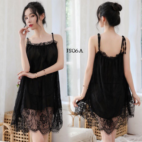 [PRODUK TERLARIS] LINGERIE JUMBO BAJU TIDUR SEXY NIGHTGOWN FIT TO XXL HITAM JS06A