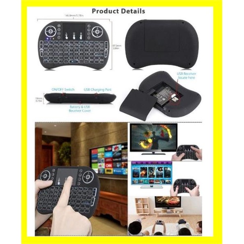 STOCK READY Keyboard backlit i8 | Mini Keyboard i8 Wireless Color Backlit