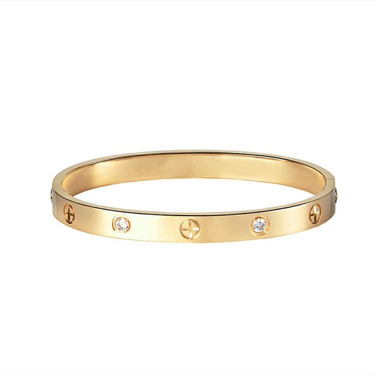 Gelang Tangan Titanium Wanita Bangle Bracelet Dalika Om Mani Padme Hum-Gold