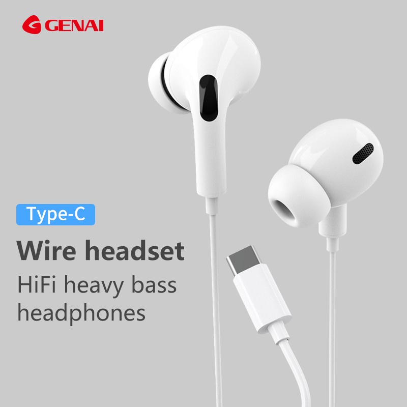 Headset GENAI T03 Type-C Sound Quality Super Bass Ergonomic Design Wired Earphone