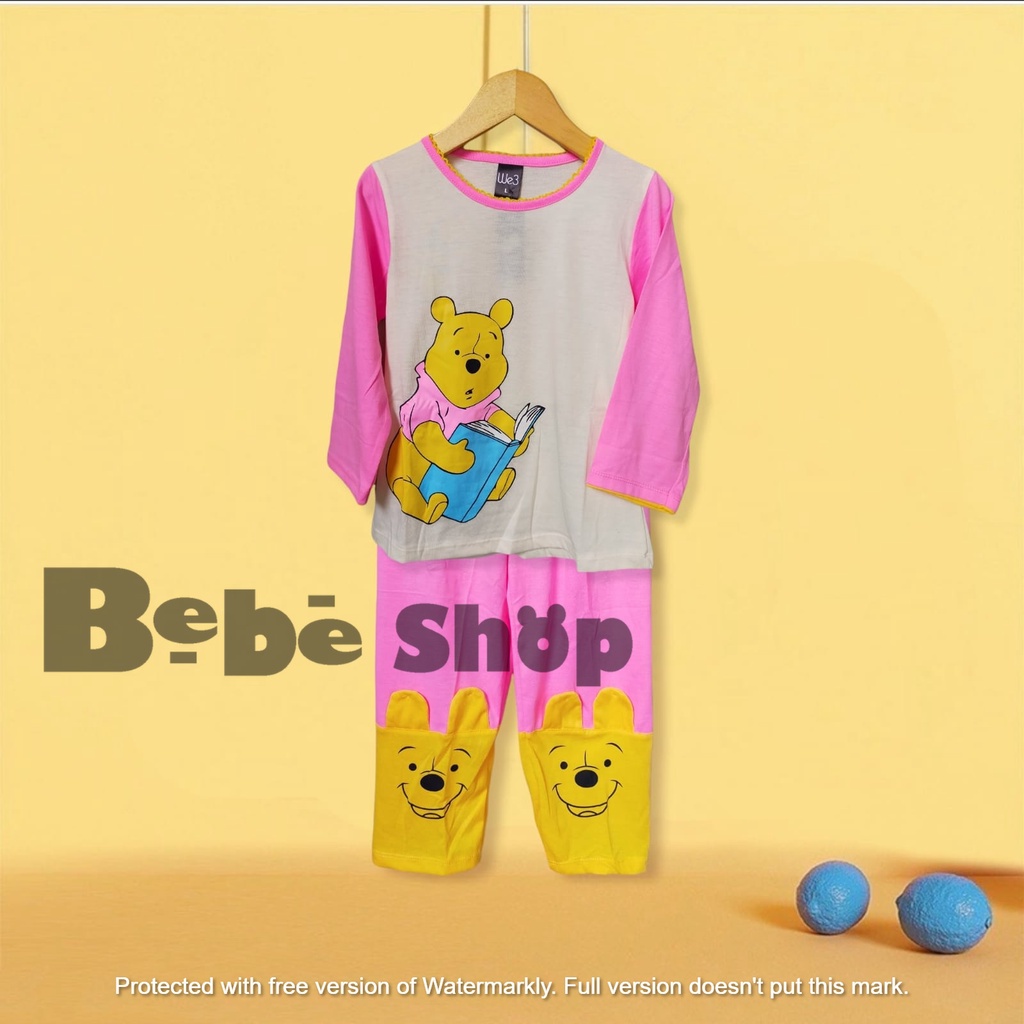 Setelan anak cewek motif  wanne the poh  usia  1 sampai 7 tahun baju tidur