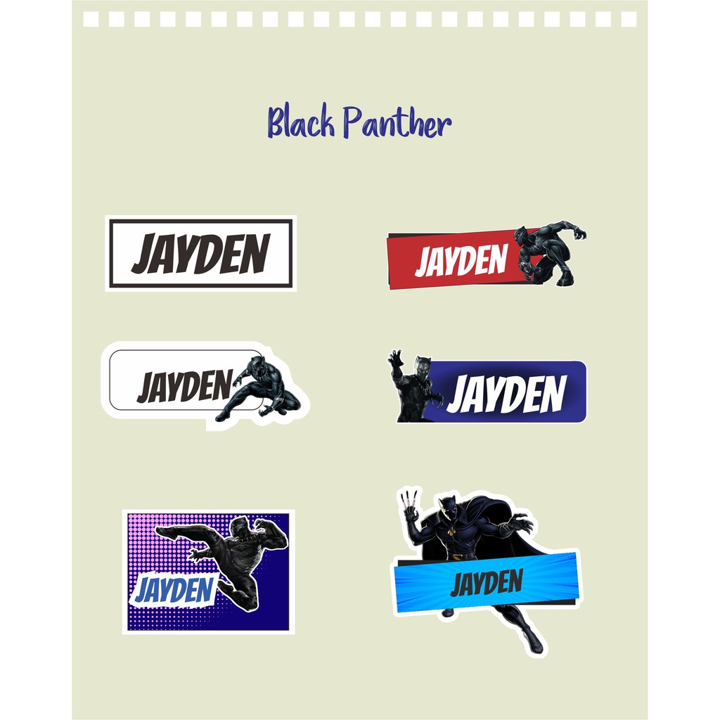 

192pcs Stiker Label Nama Kekinian Tahan Air & Anti Luntur untuk Umum Tema Black Panther