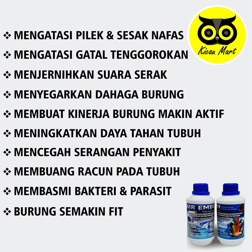 MINUMAN BURUNG AIR MINUM EMBUN VITAMIN OBAT BURUNG SERAK MURAI KACER LOVEBIRD KENARI PLECI AMEMSL